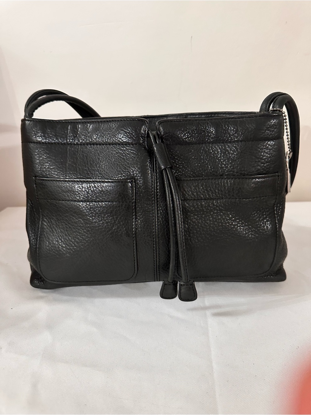 Fossil Black soft Leather shoulder strap with Tassel Detail